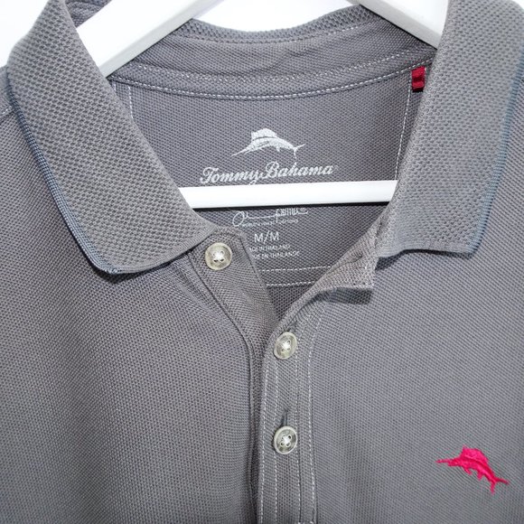 Tommy Bahama Gray Supima Cotton Polo Tshirt - Picture 3 of 5